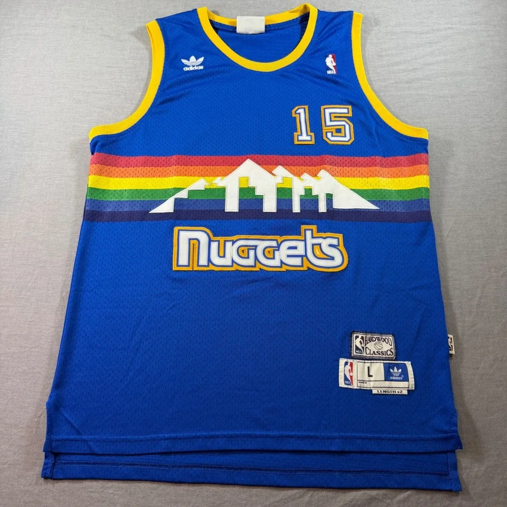 Adidas Denver Nuggets Jersey Mens L Blue Excellent Carmelo Anthony 15 Rainbow